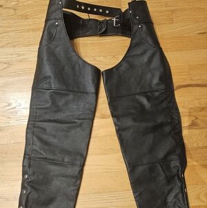 Men's Black Leather Chaps NEW